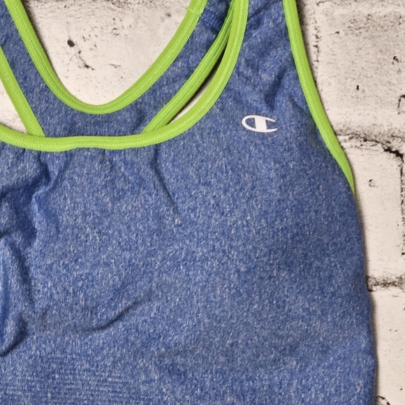 Champion Blue Sports Bra with Green Trim - Picture 3 of 7